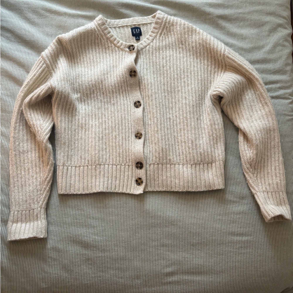 GAP cream shaker-stitch cardigan